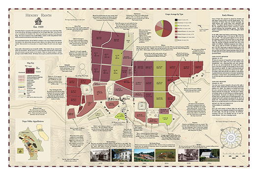 Map of the Hendry Vineyard with block descriptions